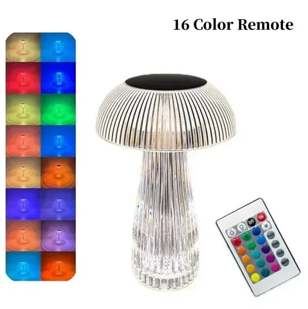 Veilleuses transparentes avec télécommande tactile en forme de champignon